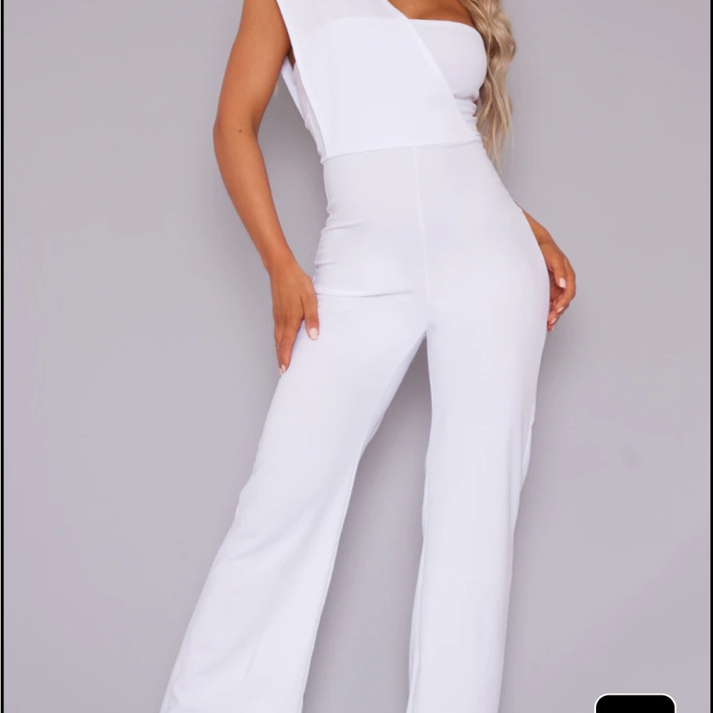 White Drape One Shoulder Jumpsuit